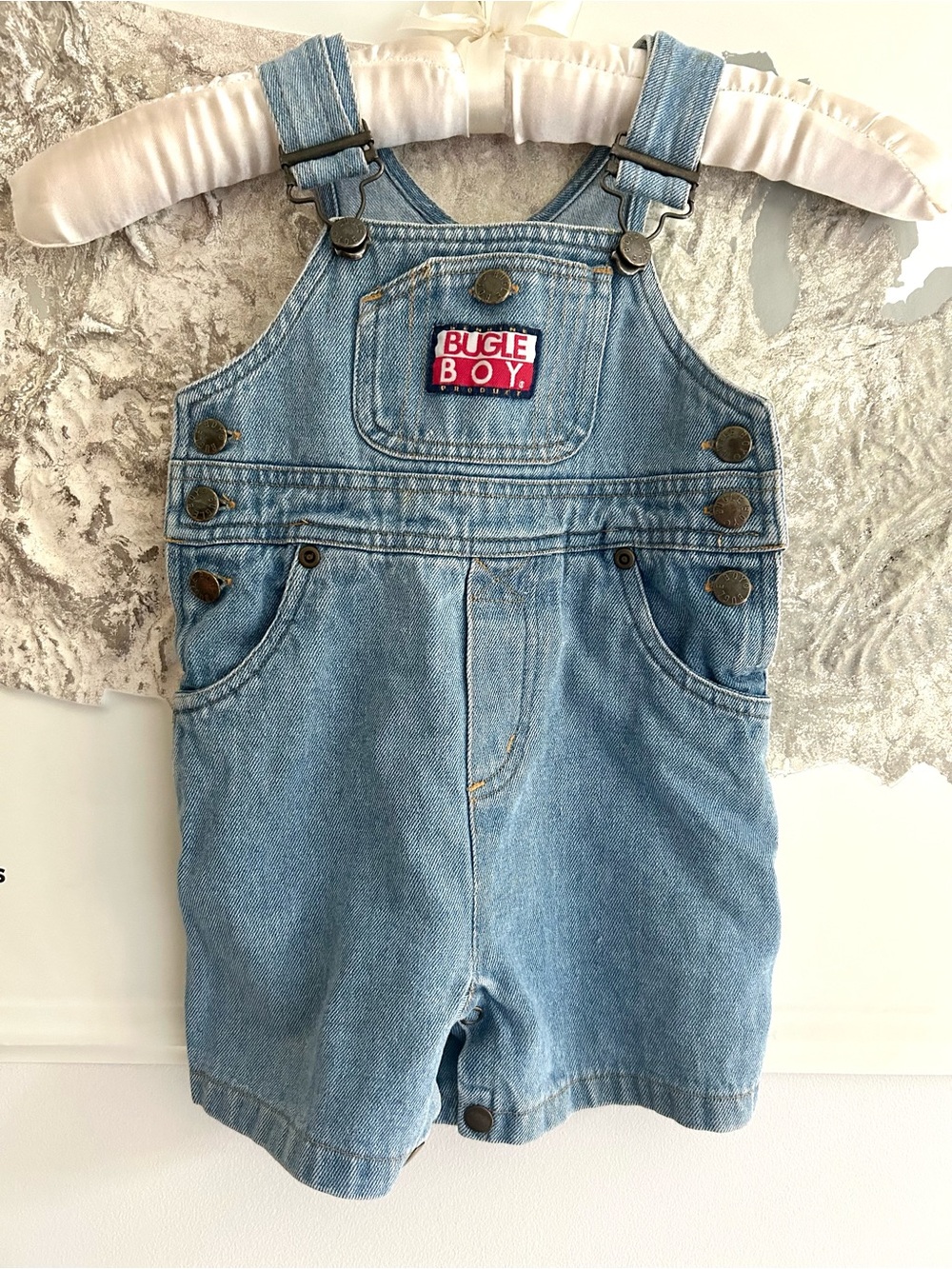 Bugle Boy Vintage Light Blue Denim Short Overalls for Kids